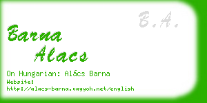 barna alacs business card